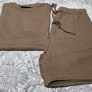 Brown Essentials T-Shirt and Shorts Set